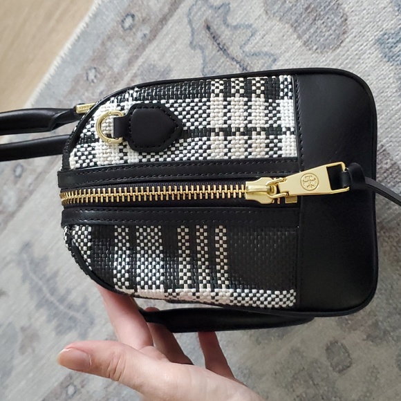 Tory Burch Robinson Plaid Boston Satchel Bag Purse with Crossbody Strap - Picture 10 of 16